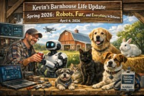 4/4/2026 Kevin’s Barnhouse Life Update — Spring 2026: Robots, Fur, and Everything In Between